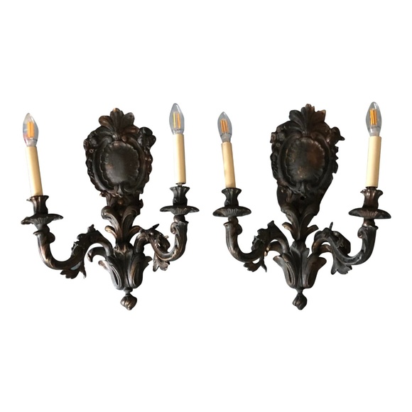 Other - Vintage Gothic Italian Bronze Sconces - a Pair